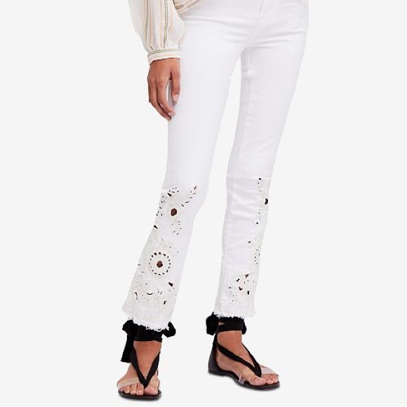 white cut out jeans